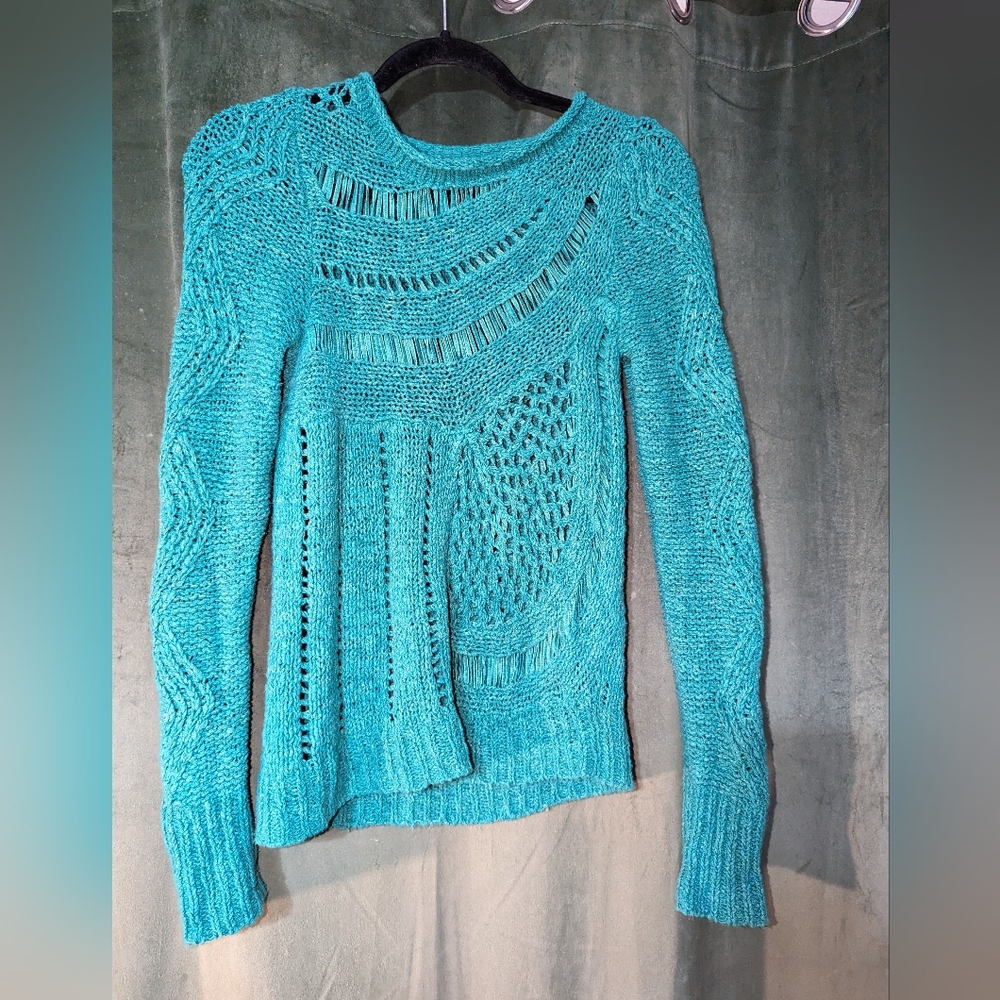 Anthropologie Moth Teal Green Knit Sweater